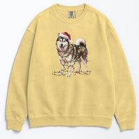 Load image into Gallery viewer, Christmas Alaskan Malamute Sweatshirt, Christmas Lights Dog
