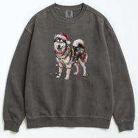 Load image into Gallery viewer, Christmas Alaskan Malamute Sweatshirt, Christmas Lights Dog
