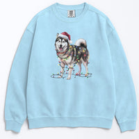 Load image into Gallery viewer, Christmas Alaskan Malamute Sweatshirt, Christmas Lights Dog
