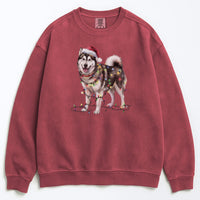 Load image into Gallery viewer, Christmas Alaskan Malamute Sweatshirt, Christmas Lights Dog
