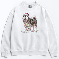 Load image into Gallery viewer, Christmas Alaskan Malamute Sweatshirt, Christmas Lights Dog
