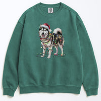 Load image into Gallery viewer, Christmas Alaskan Malamute Sweatshirt, Christmas Lights Dog
