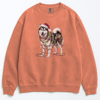Load image into Gallery viewer, Christmas Alaskan Malamute Sweatshirt, Christmas Lights Dog
