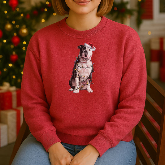 Christmas American Bulldog Sweatshirt, Christmas Lights Dog