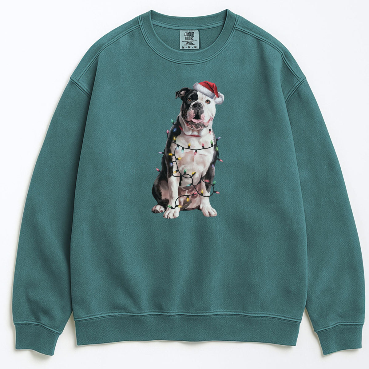 Christmas American Bulldog Sweatshirt, Christmas Lights Dog