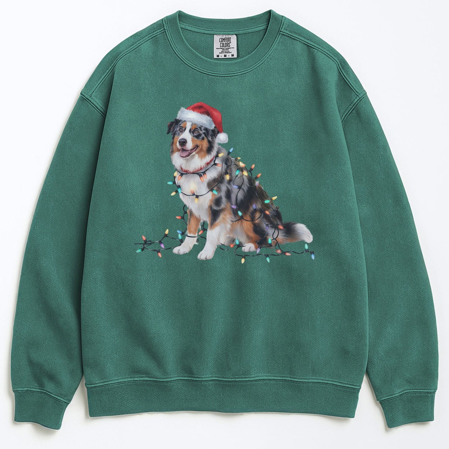 Christmas Australian Shepherd Sweatshirt, Christmas Lights Dog