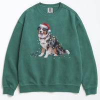 Load image into Gallery viewer, Christmas Australian Shepherd Sweatshirt, Christmas Lights Dog
