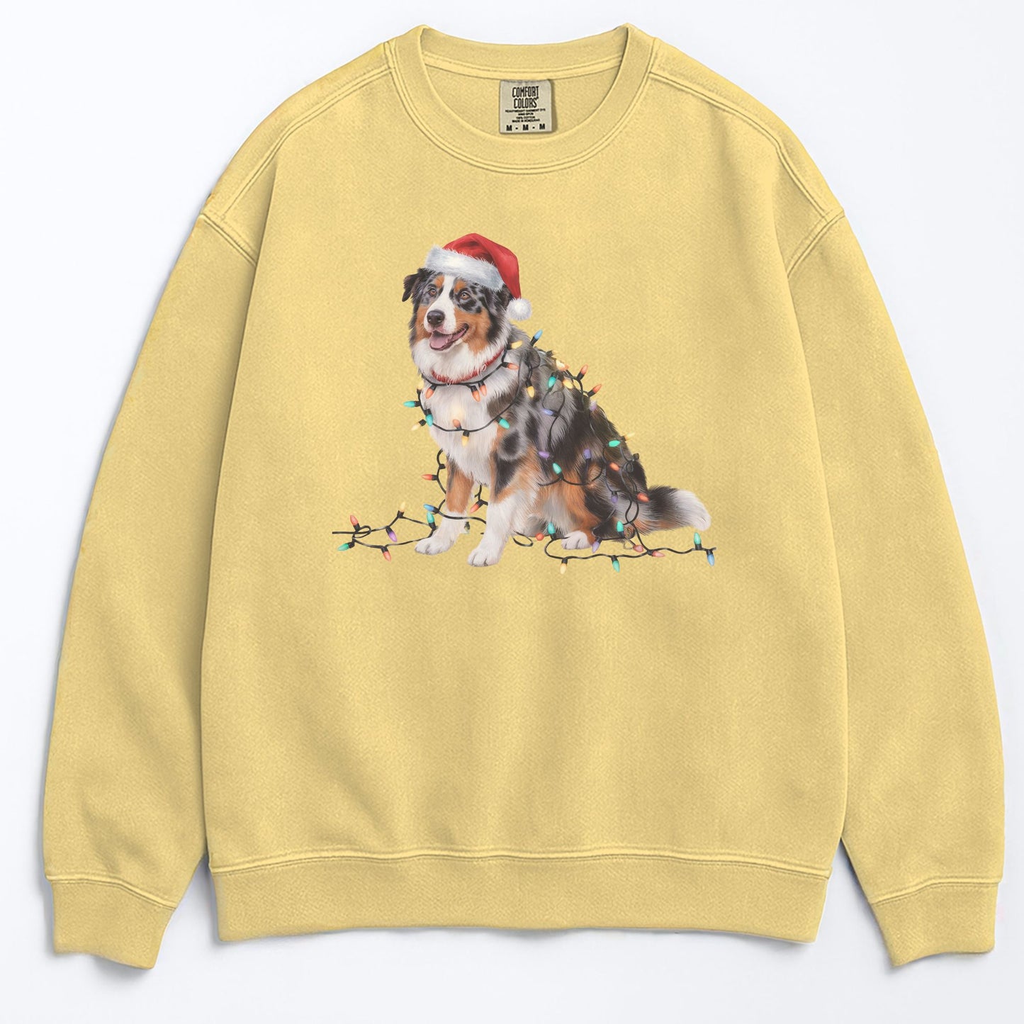 Christmas Australian Shepherd Sweatshirt, Christmas Lights Dog