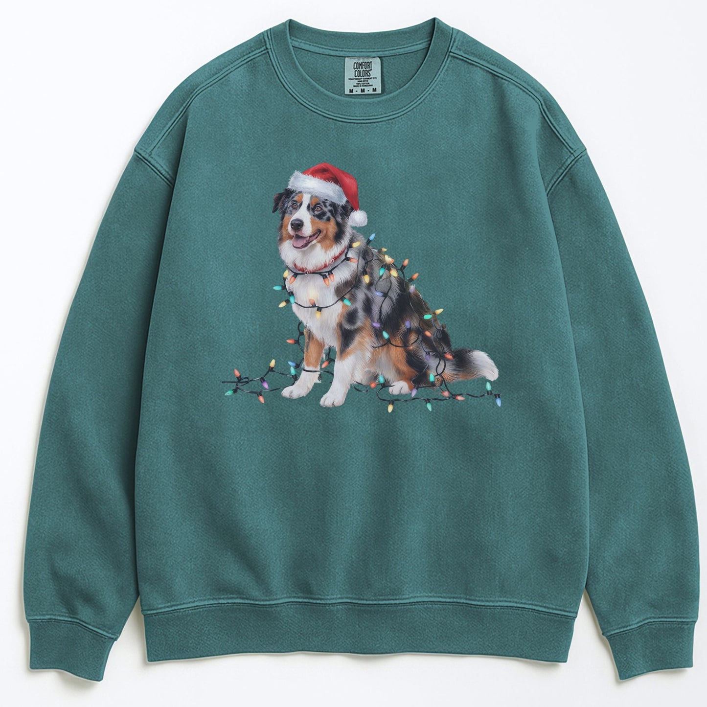 Christmas Australian Shepherd Sweatshirt, Christmas Lights Dog