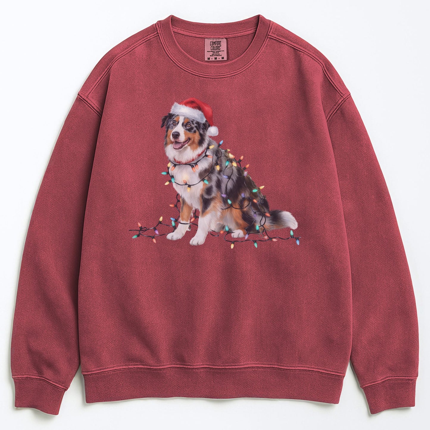 Christmas Australian Shepherd Sweatshirt, Christmas Lights Dog