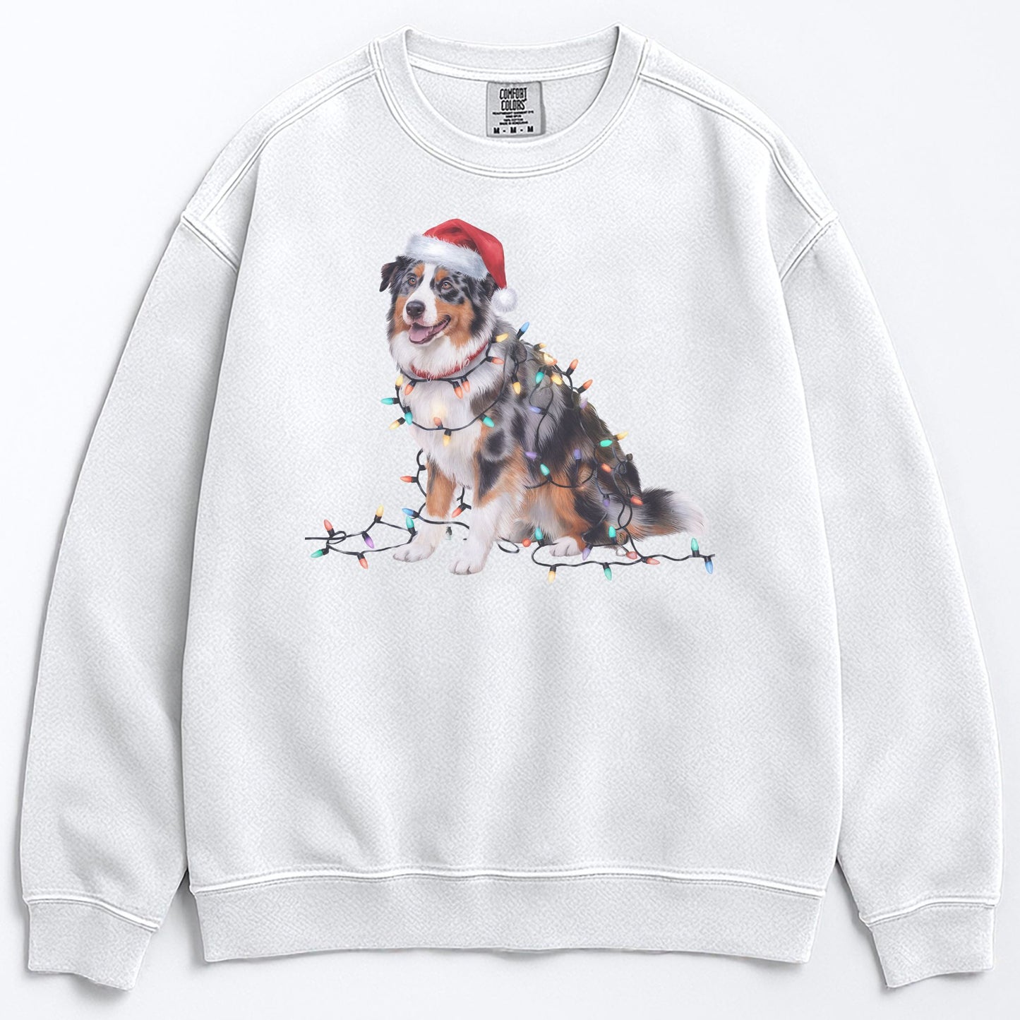 Christmas Australian Shepherd Sweatshirt, Christmas Lights Dog