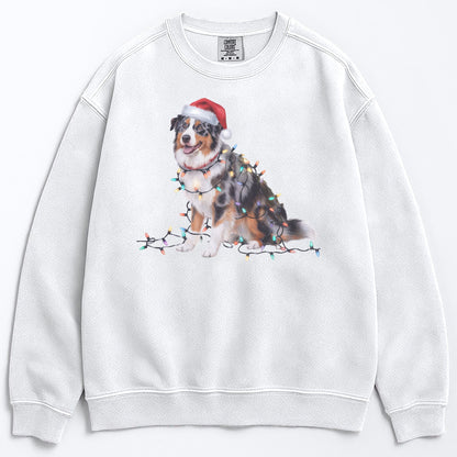 Christmas Australian Shepherd Sweatshirt, Christmas Lights Dog