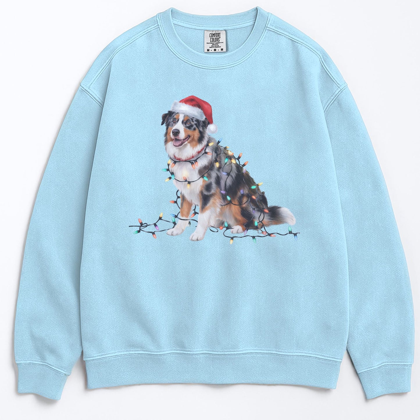 Christmas Australian Shepherd Sweatshirt, Christmas Lights Dog