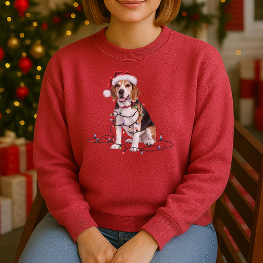 Christmas Beagle Sweatshirt, Christmas Lights Dog