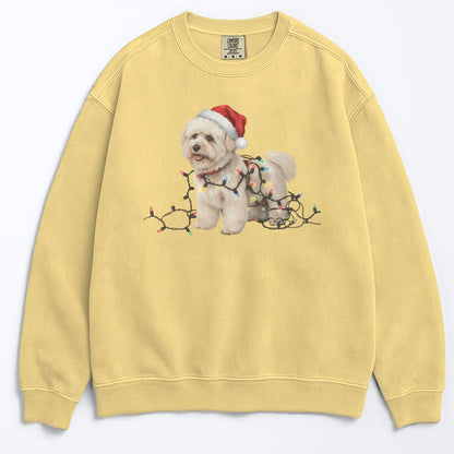 Christmas Bichon Frise Sweatshirt, Christmas Lights Dog
