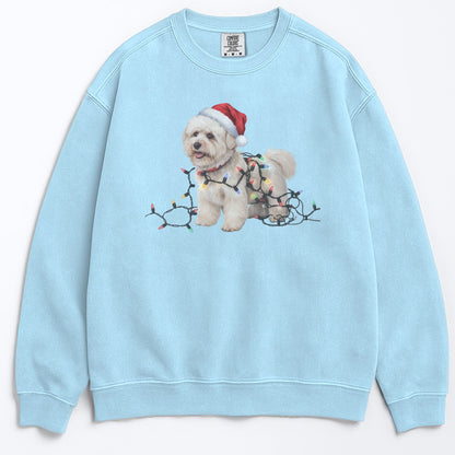 Christmas Bichon Frise Sweatshirt, Christmas Lights Dog