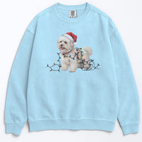 Load image into Gallery viewer, Christmas Bichon Frise Sweatshirt, Christmas Lights Dog
