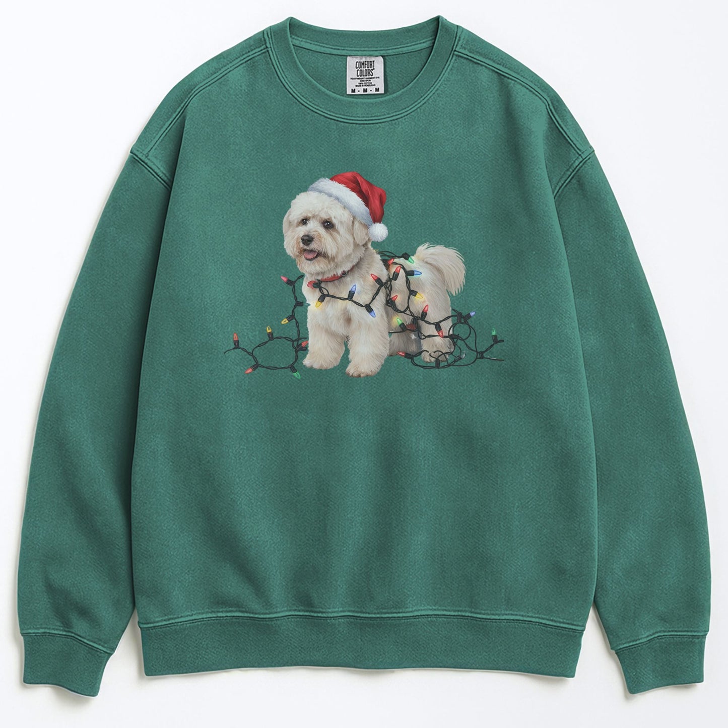 Christmas Bichon Frise Sweatshirt, Christmas Lights Dog