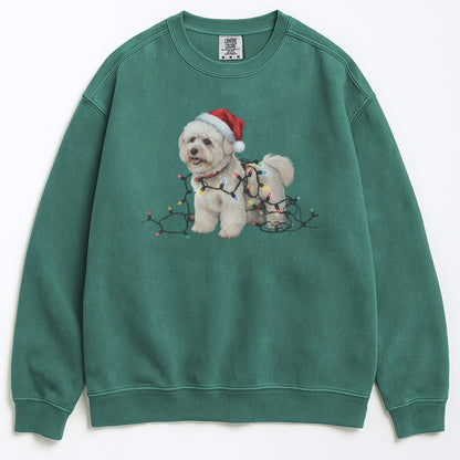 Christmas Bichon Frise Sweatshirt, Christmas Lights Dog