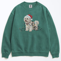 Load image into Gallery viewer, Christmas Bichon Frise Sweatshirt, Christmas Lights Dog
