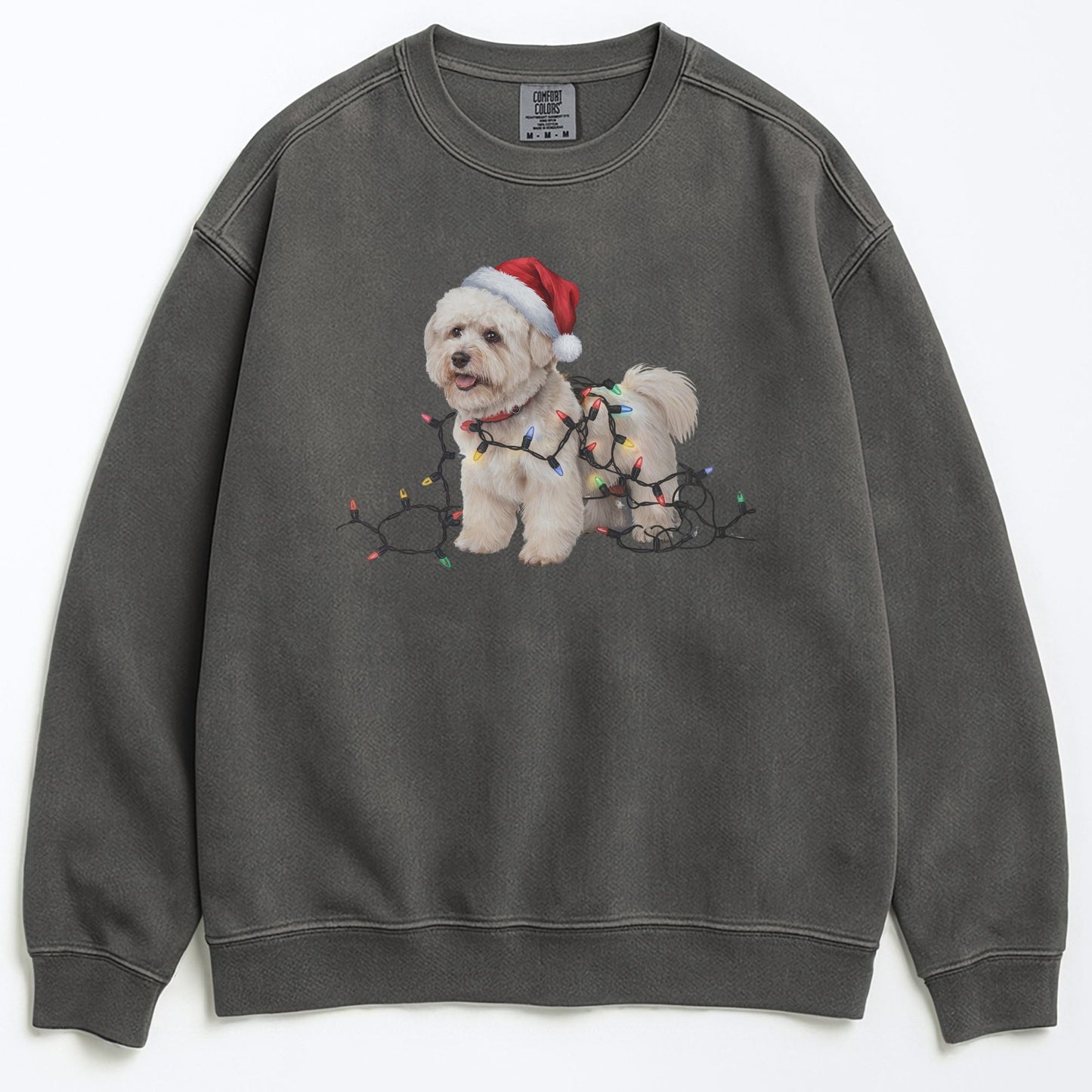 Christmas Bichon Frise Sweatshirt, Christmas Lights Dog