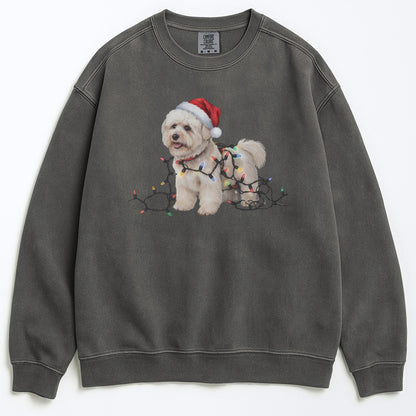 Christmas Bichon Frise Sweatshirt, Christmas Lights Dog