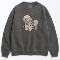 Load image into Gallery viewer, Christmas Bichon Frise Sweatshirt, Christmas Lights Dog
