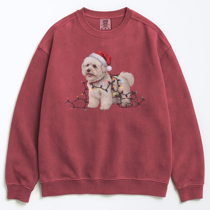 Christmas Bichon Frise Sweatshirt, Christmas Lights Dog