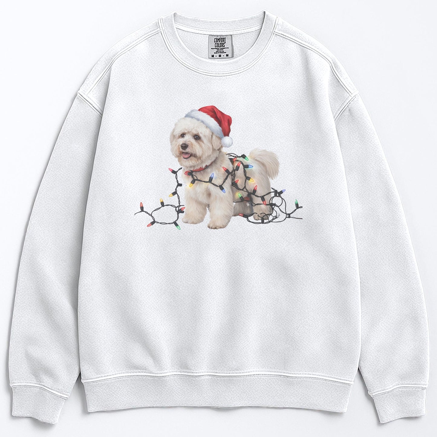 Christmas Bichon Frise Sweatshirt, Christmas Lights Dog