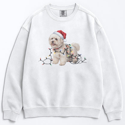 Christmas Bichon Frise Sweatshirt, Christmas Lights Dog