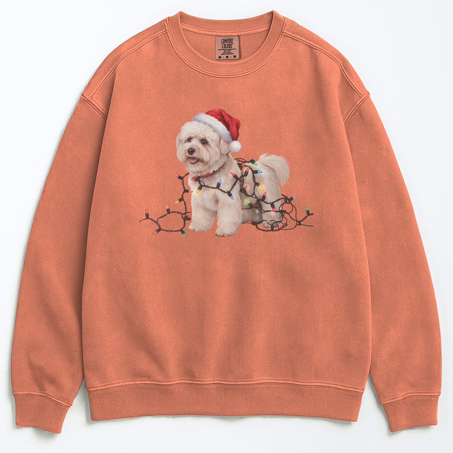 Christmas Bichon Frise Sweatshirt, Christmas Lights Dog