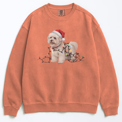 Christmas Bichon Frise Sweatshirt, Christmas Lights Dog