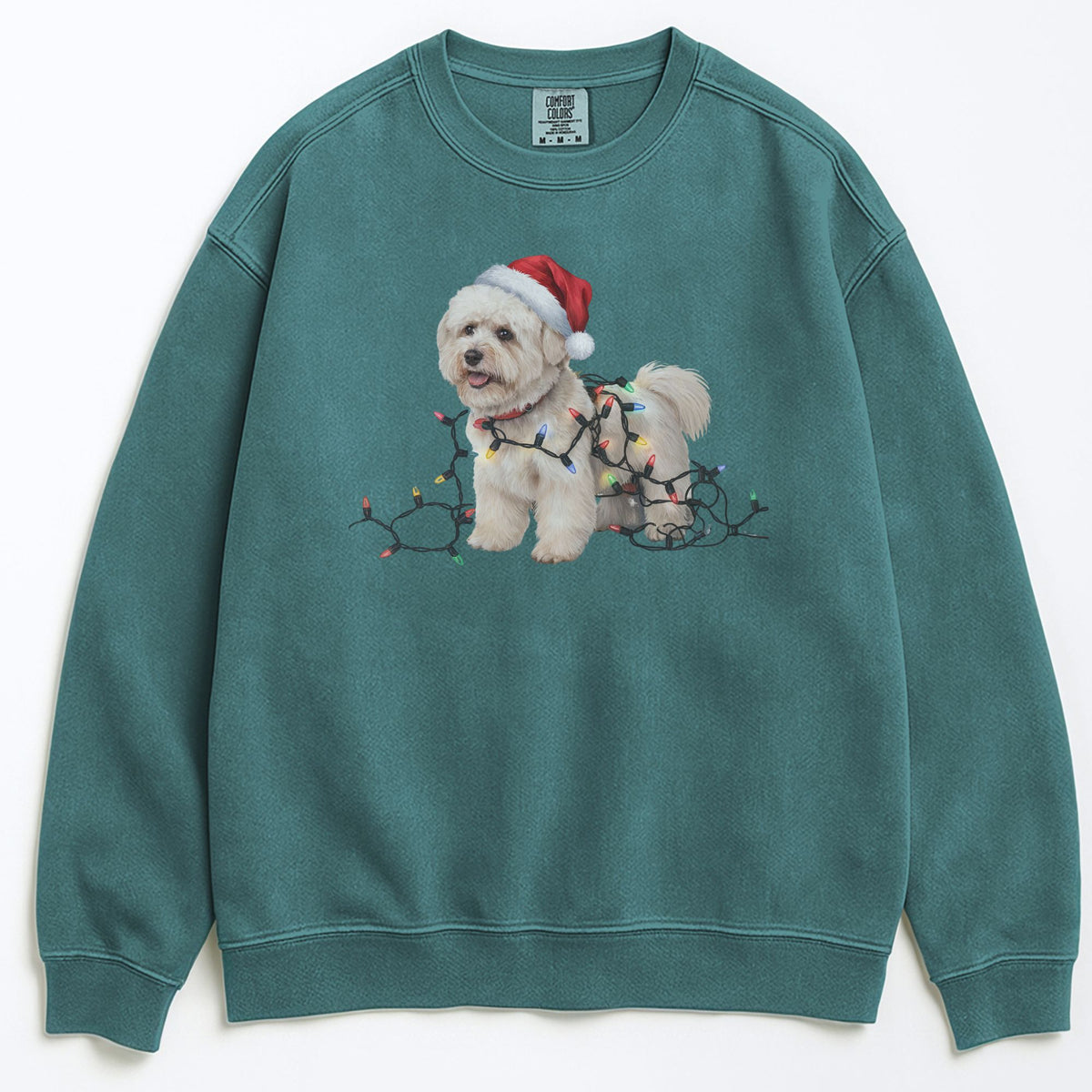Christmas Bichon Frise Sweatshirt, Christmas Lights Dog
