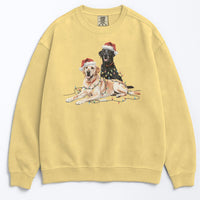 Load image into Gallery viewer, Black &amp; Yellow Lab Christmas Sweatshirt, Christmas Lights Dogs
