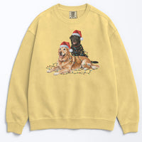 Load image into Gallery viewer, Christmas Black Lab and Golden Retriever Sweatshirt, Christmas Lights Dogs

