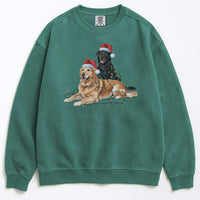 Load image into Gallery viewer, Christmas Black Lab and Golden Retriever Sweatshirt, Christmas Lights Dogs
