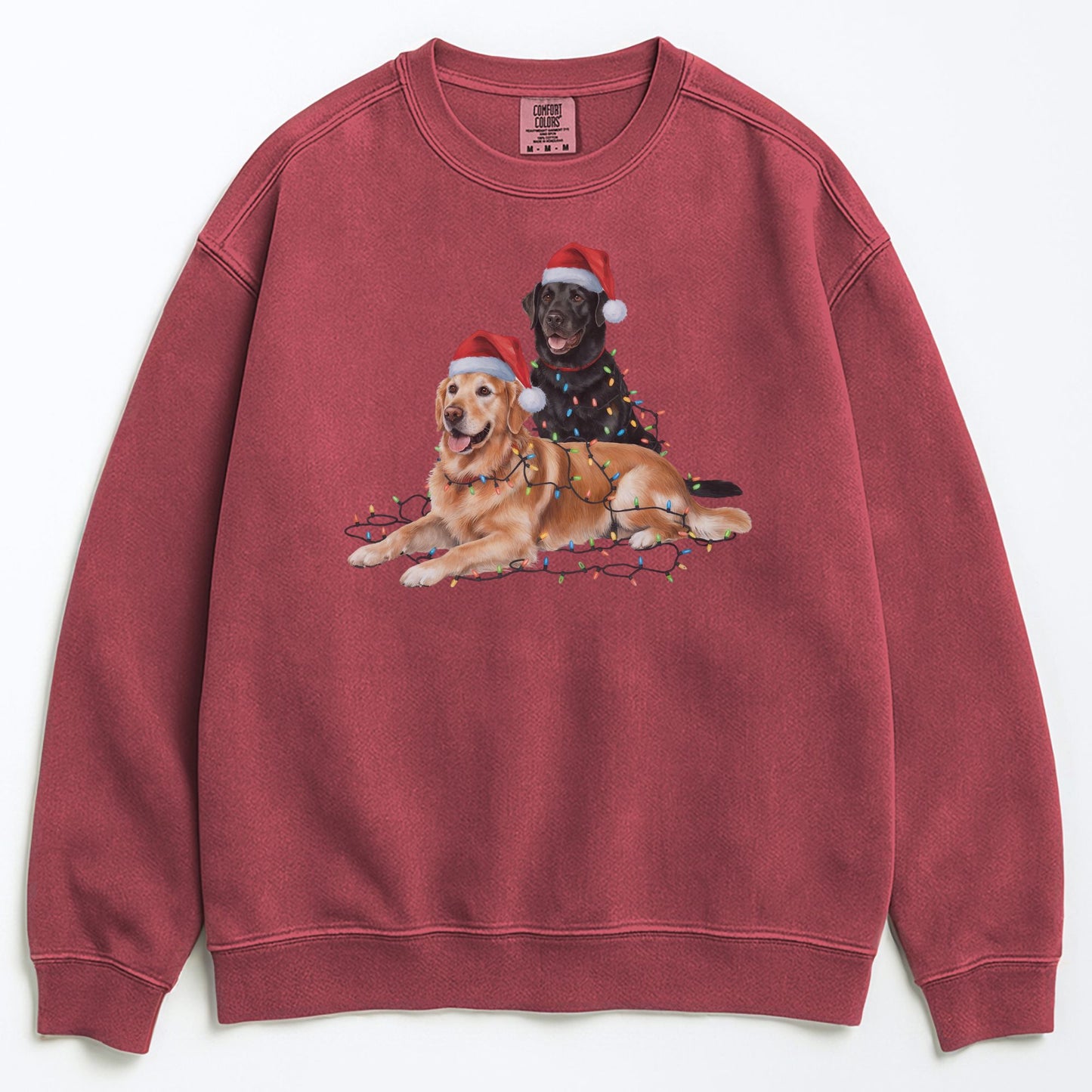 Christmas Black Lab and Golden Retriever Sweatshirt, Christmas Lights Dogs