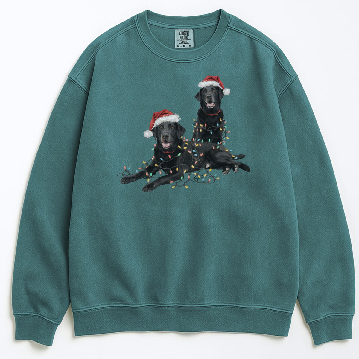 Christmas Black Labs Sweatshirt, Christmas Lights Dog
