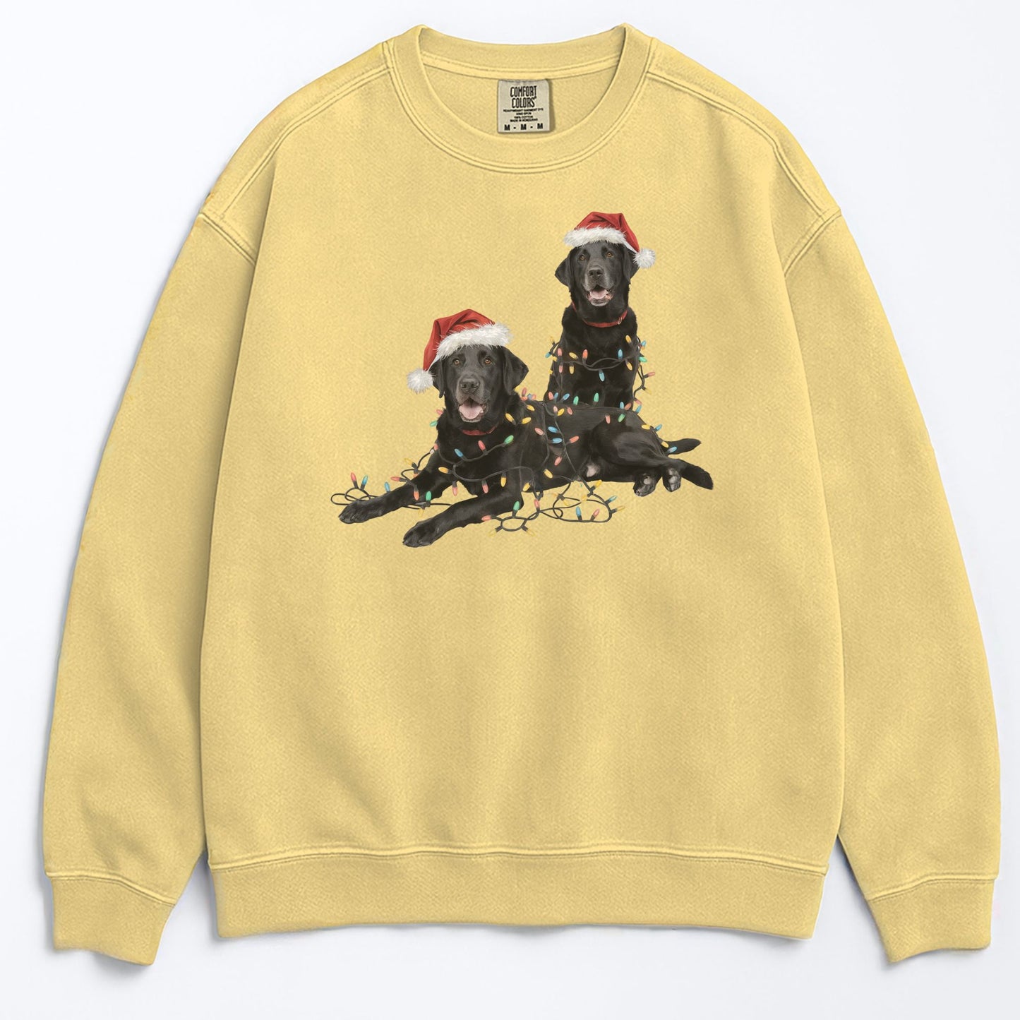 Christmas Black Labs Sweatshirt, Christmas Lights Dog