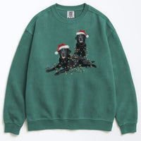 Load image into Gallery viewer, Christmas Black Labs Sweatshirt, Christmas Lights Dog
