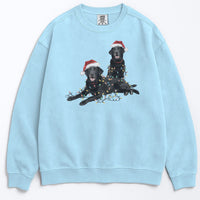 Load image into Gallery viewer, Christmas Black Labs Sweatshirt, Christmas Lights Dog
