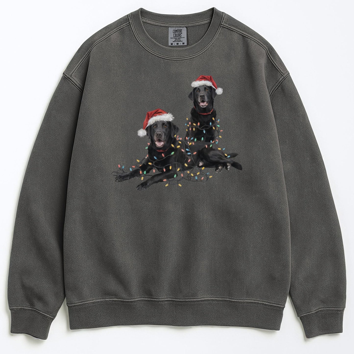 Christmas Black Labs Sweatshirt, Christmas Lights Dog
