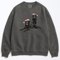 Load image into Gallery viewer, Christmas Black Labs Sweatshirt, Christmas Lights Dog
