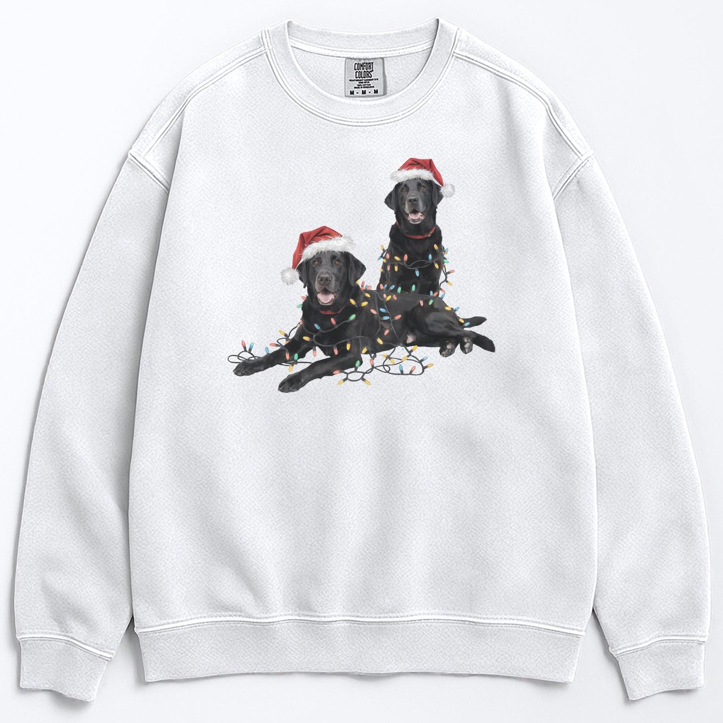 Christmas Black Labs Sweatshirt, Christmas Lights Dog