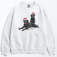 Load image into Gallery viewer, Christmas Black Labs Sweatshirt, Christmas Lights Dog
