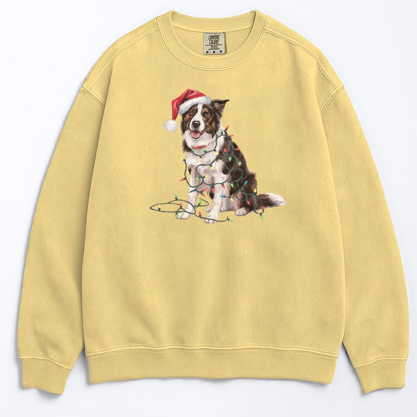 Christmas Border Collie Sweatshirt, Christmas Lights Dog