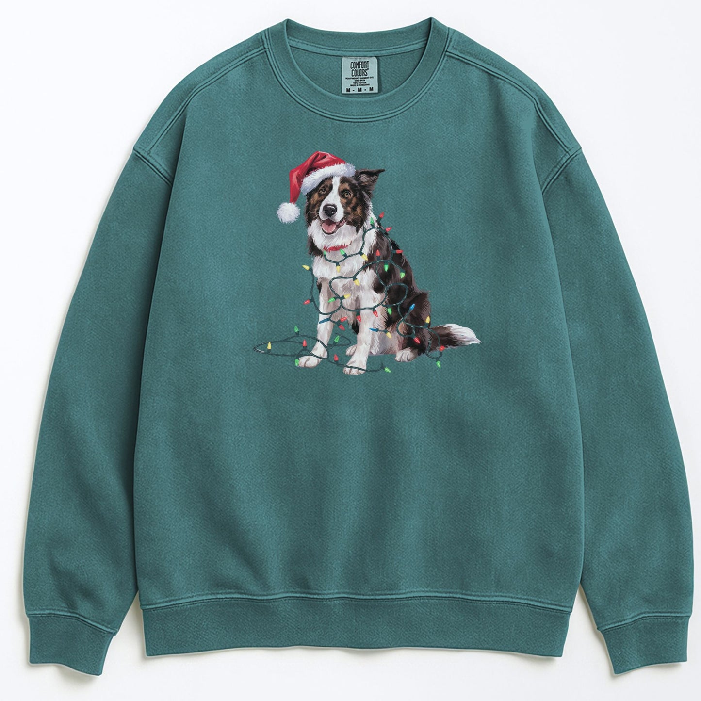 Christmas Border Collie Sweatshirt, Christmas Lights Dog