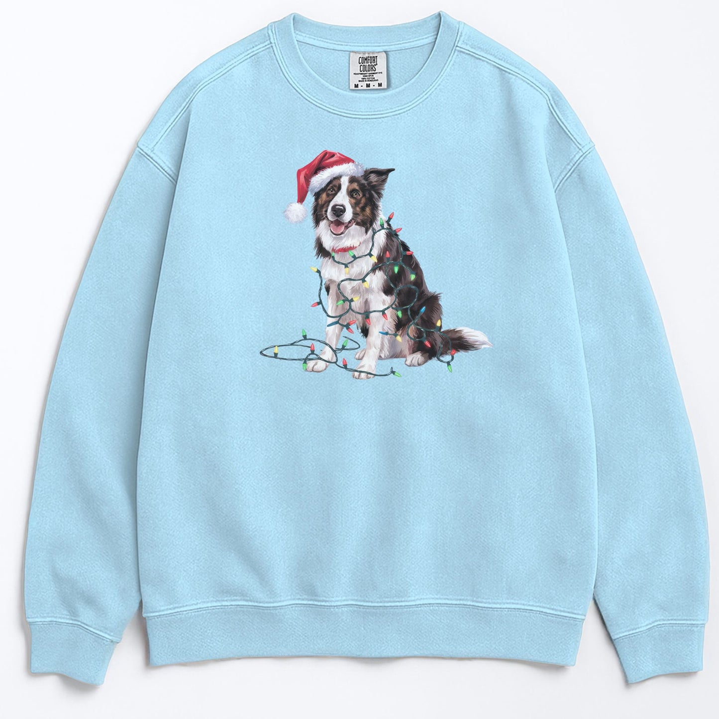 Christmas Border Collie Sweatshirt, Christmas Lights Dog