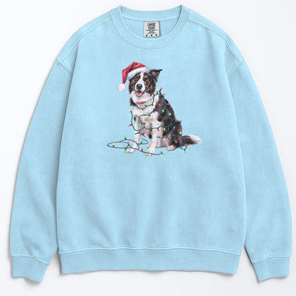 Christmas Border Collie Sweatshirt, Christmas Lights Dog