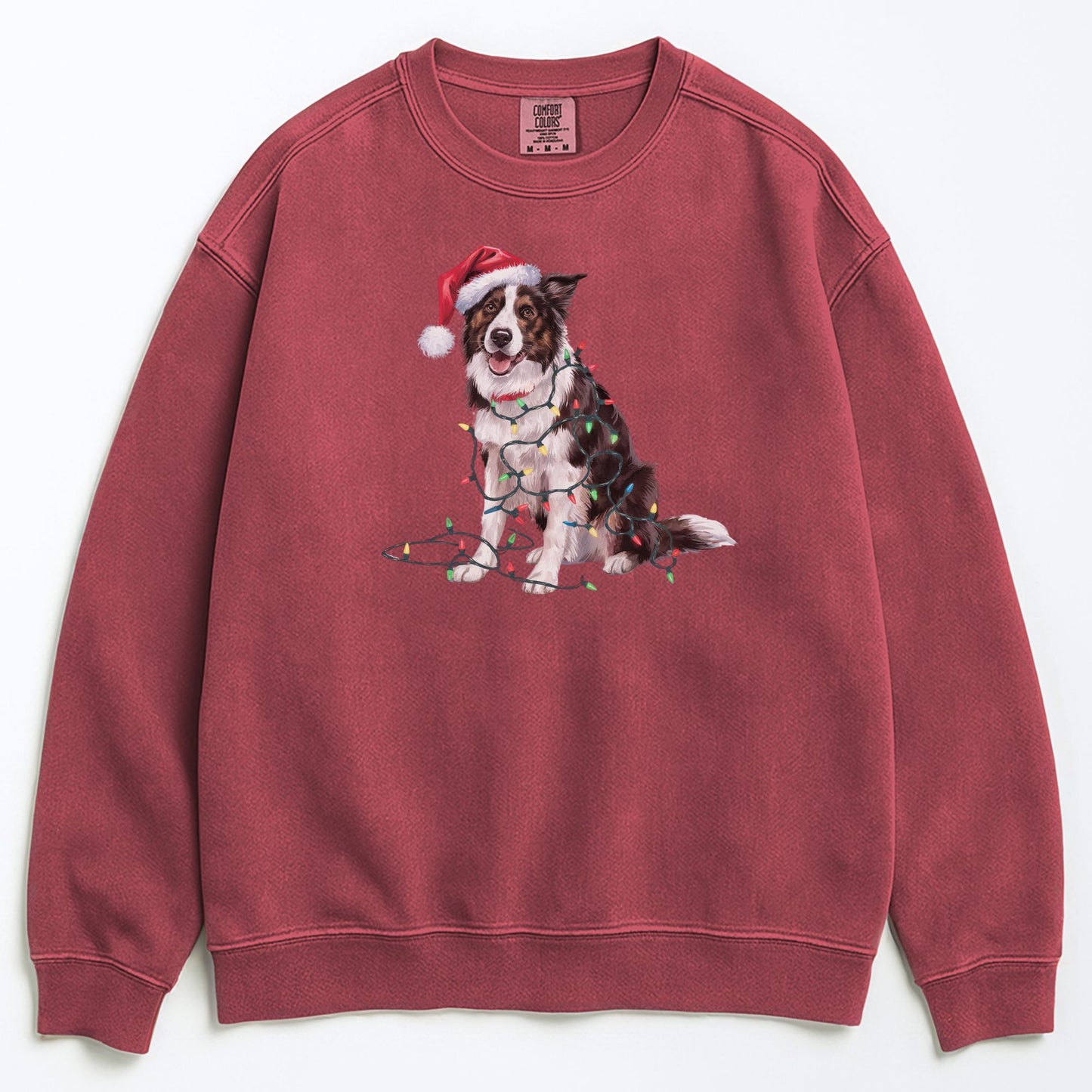 Christmas Border Collie Sweatshirt, Christmas Lights Dog